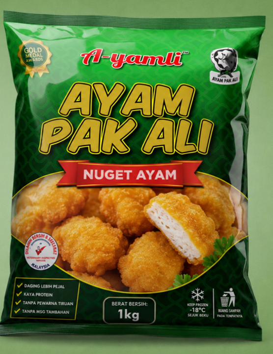 Pembungkusan nuget Ayam Pak Ali